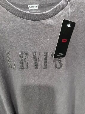 Levi's Charcoal Rhinestone Logo Midi Tee